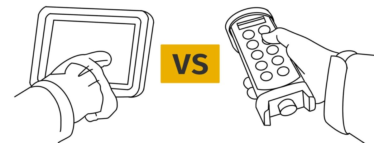 Tablet vs control remoto para shuttle pallets